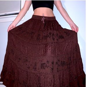 gypsy Indian maxi skirt Maroon burgundy festival